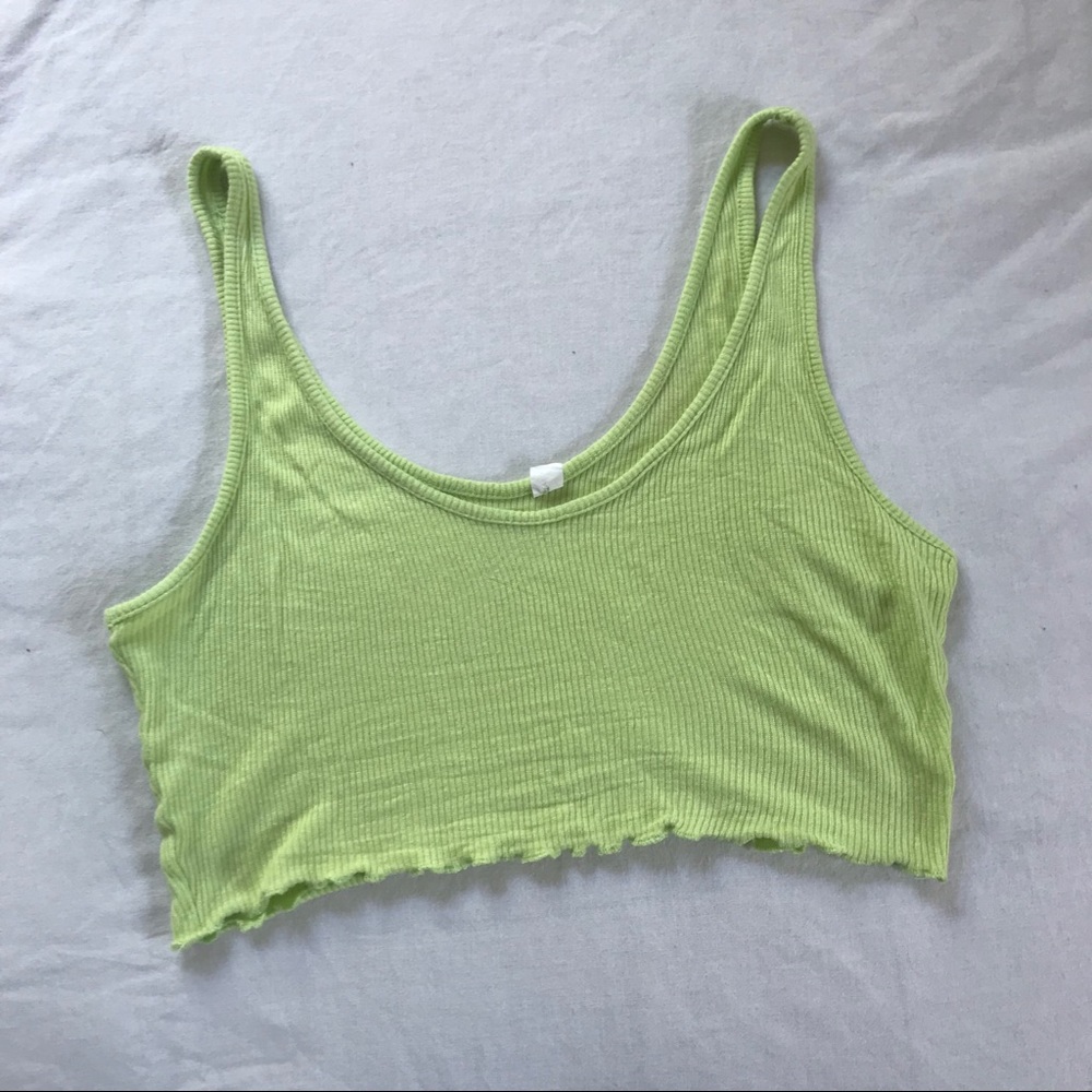 Ribbed Lettuce Edge Cropped Tank